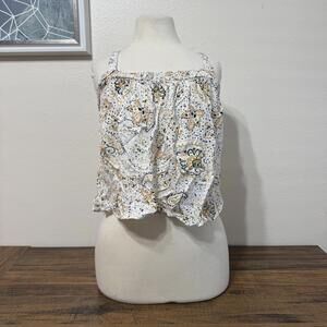 Patros of Peace Women's Medium White Paisley Print Sleeveless Top